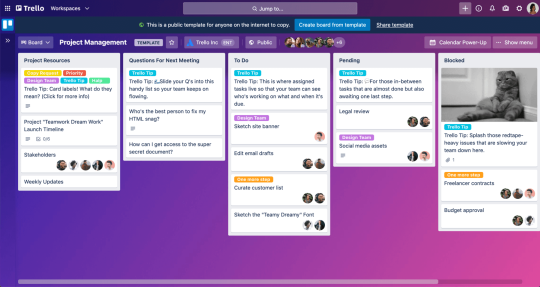 An image showing a team Trello board