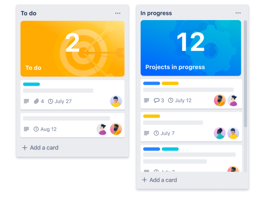 Image of two columns on a Trello board